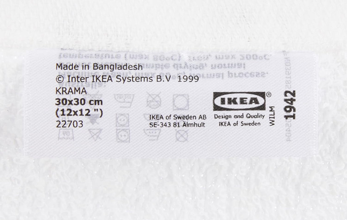 IKEA Krama Waschlappen, Weiß 10St. Baumwolle Ungebleicht 30x30cm