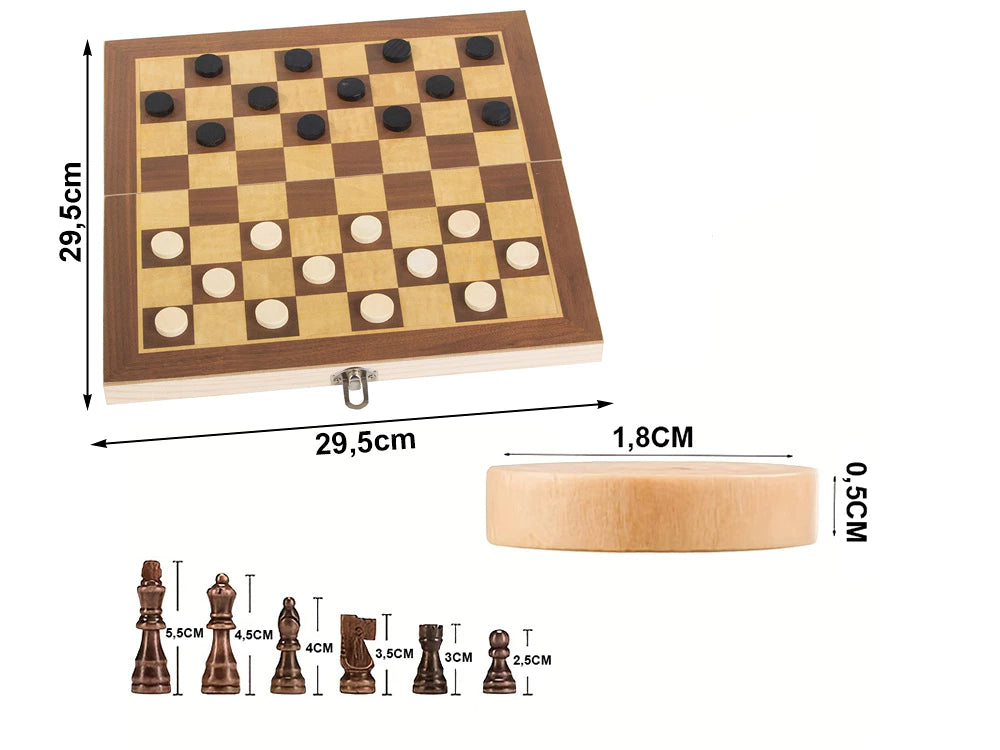 Chess game Chess with wooden chess pieces Wooden chess board Travel chess 29x29cm 