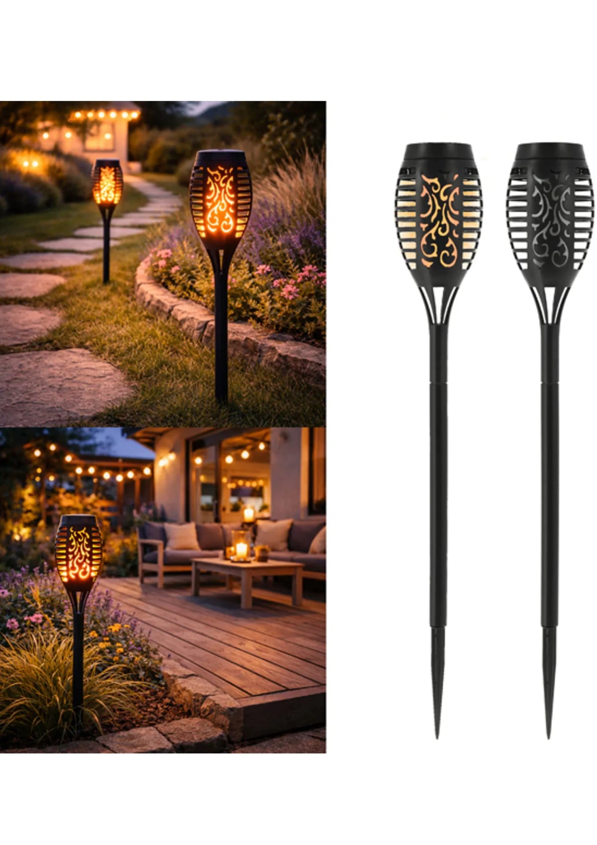 Solar Fackeln 4er Set – LED Gartenleuchten mit Flammeneffekt Außen IP65