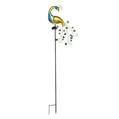 Solar Gartenlampe Pfau 110 cm – LED Solarleuchte mit warmweißem Licht, Dämmerungssensor & Erdspieß für Garten