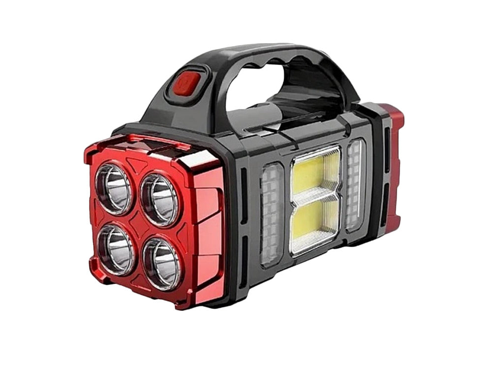 Solar Taschenlampe LED COB mit Powerbank – Wiederaufladbare Campinglampe mit Solarpanel, Notlicht und USB-Ladefunktion