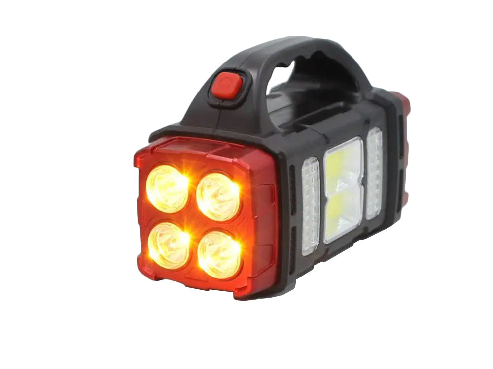 Solar Taschenlampe LED COB mit Powerbank – Wiederaufladbare Campinglampe mit Solarpanel, Notlicht und USB-Ladefunktion