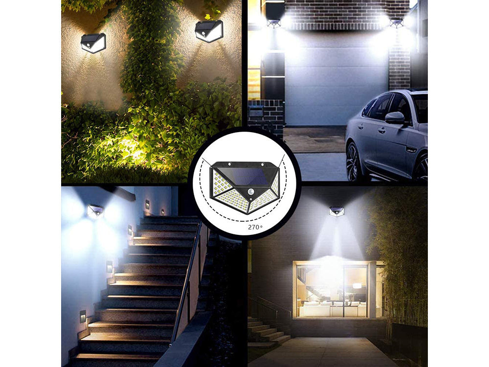 Solarlampe 100 LED Bewegungsmelder Dämmerungssensor Außenleuchte