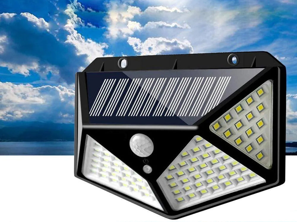 Solarlampe 100 LED Bewegungsmelder Dämmerungssensor Außenleuchte