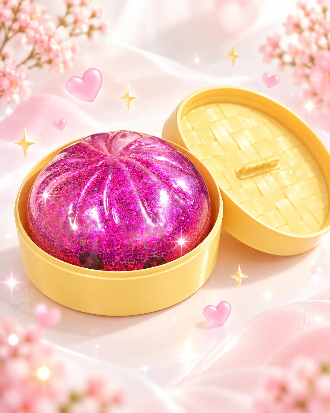 Dumpling Squishy Mystery Fidget Toy – Slow Rising TPR Kawaii Spielzeug im Dampfkorb mit Überraschungsfarbe 9,5cm