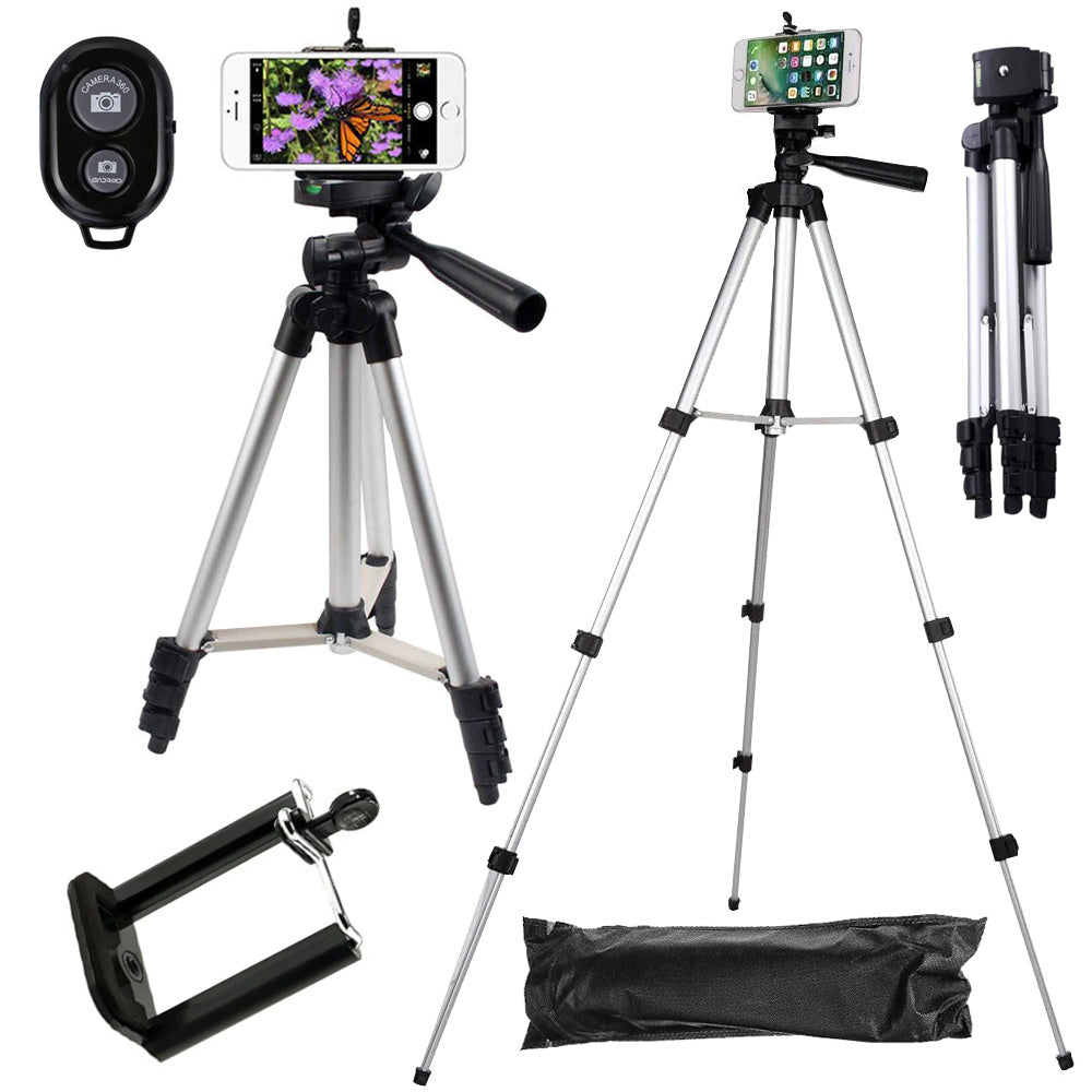 Handy Stativ Tripod mit Bluetooth Fernbedienung – 4in1 Smartphone Halter 100cm