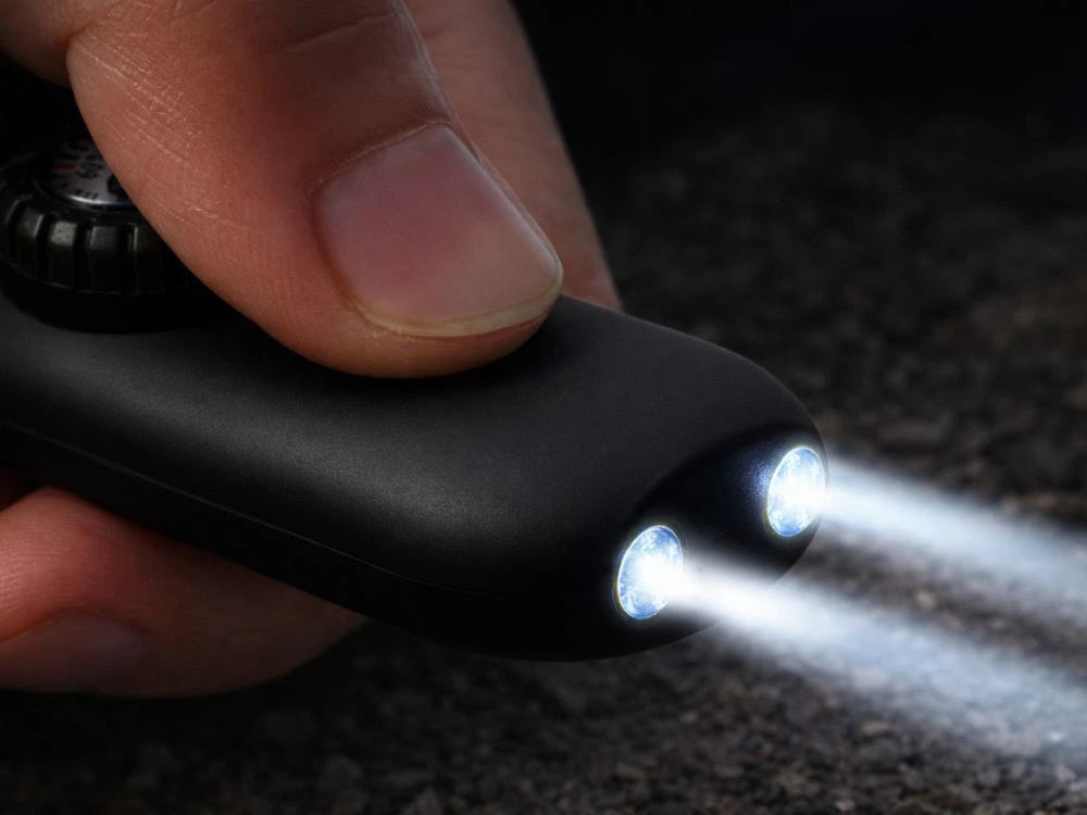 Survival Pfeife 5in1 mit Kompass, Taschenlampe, Thermometer & Lupe – Outdoor Multifunktionspfeife mit Umhängeband