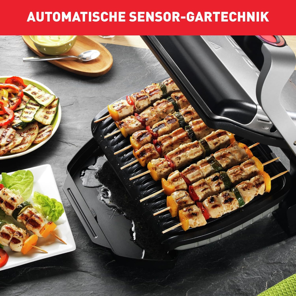 Tefal OptiGrill Kontaktgrill 2000W mit 6 Programmen Automatik Grill