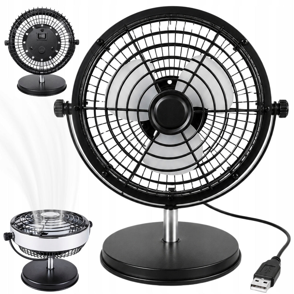 USB Tischventilator Leise Mini Ventilator für Büro Zuhause USB-C 360° Neigbar