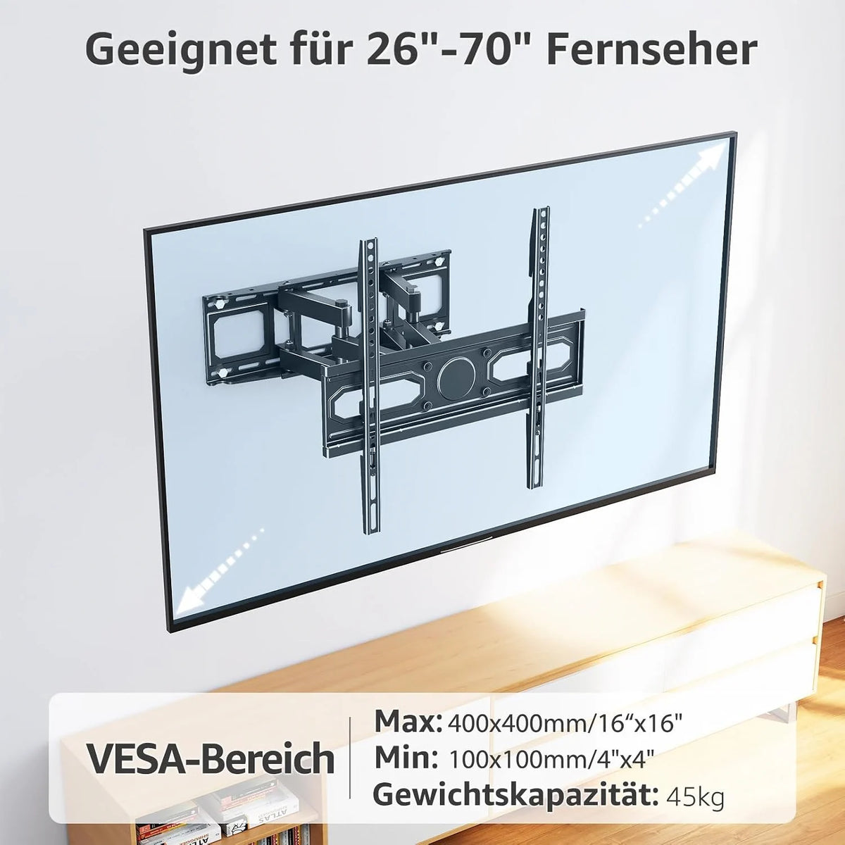 Alphamount TV Wall Mount Swivel for 37-75 inch TVs, Tilt Extendable