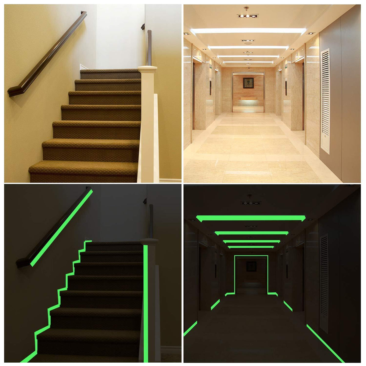 Fluoreszierendes Leuchtband 5m Grün 3cm – Selbstklebendes Nachtleuchtband für Treppen, Deko, Sicherheit und Markierung