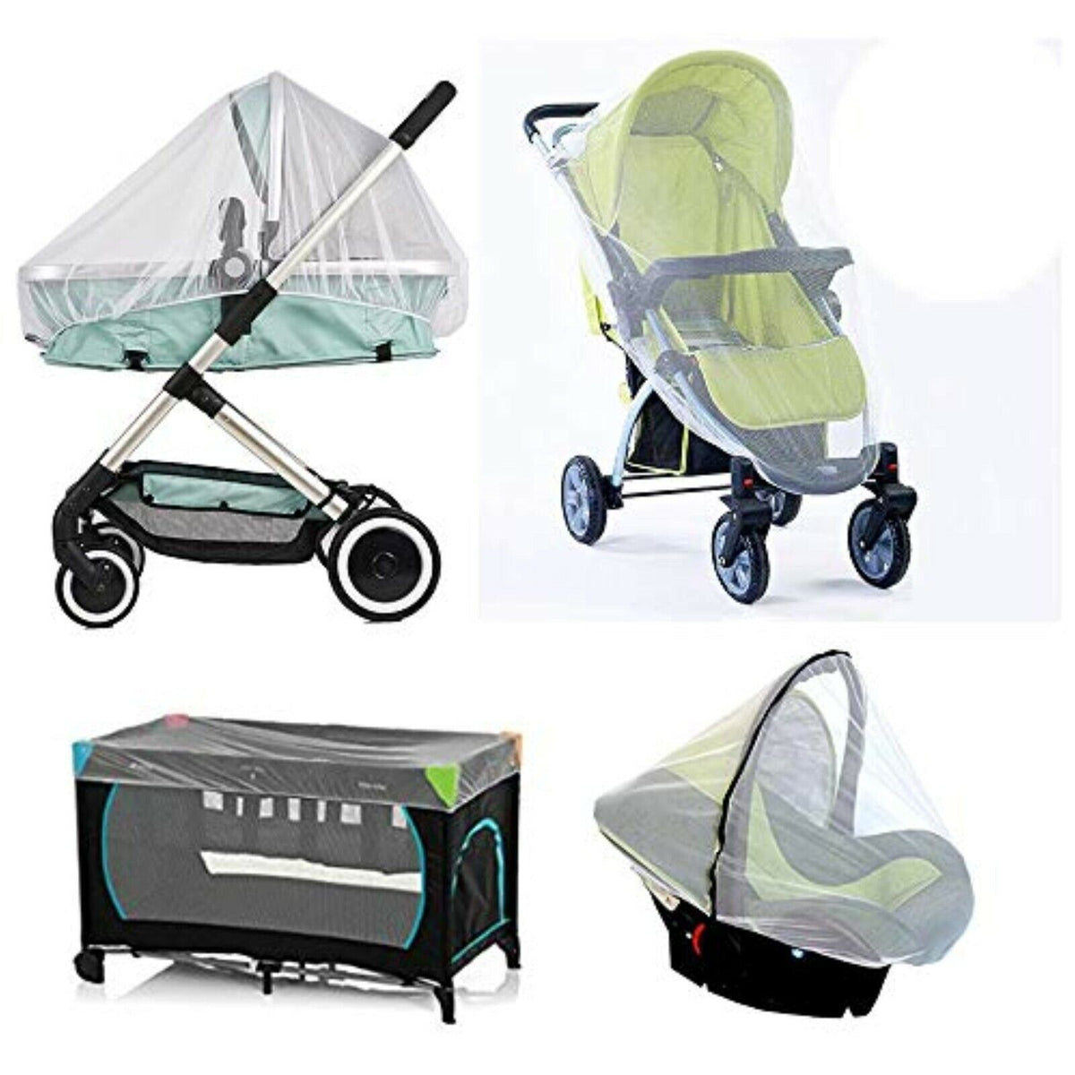 Universal Insektenschutz Mückennetz für Kinderwagen, Buggy, Autositz & Babybett – Atmungsaktives Moskitonetz