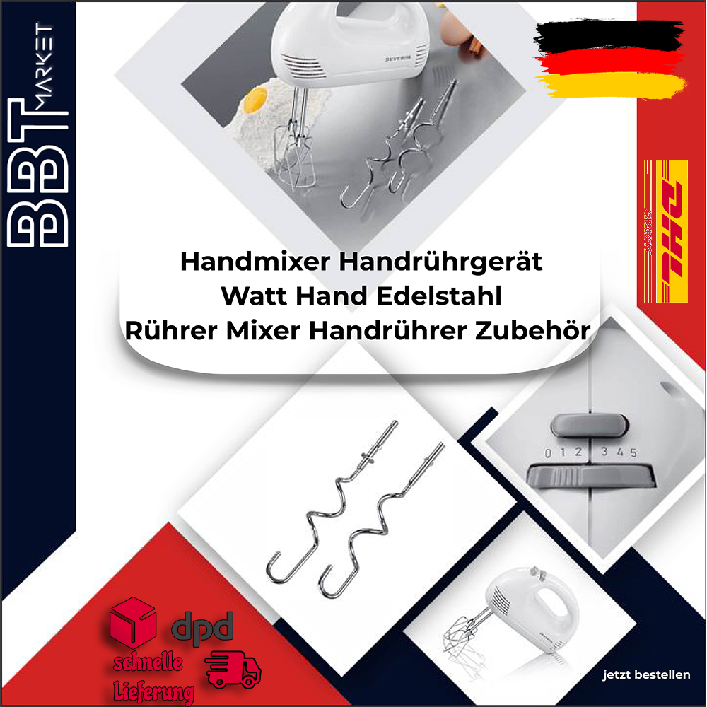 Handmixer Handrührgerät Watt Hand Edelstahl Rührer Mixer Handrührer Zubehör