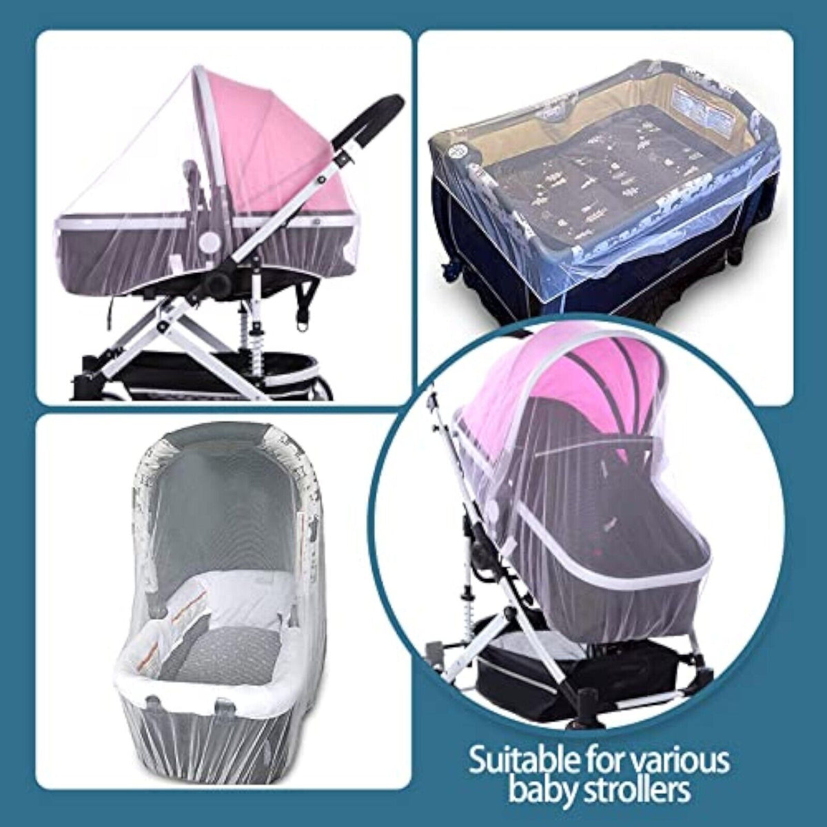 2x Universal Moskitonetz für Kinderwagen Buggy Insektenschutz Mückennetz Fliegen    X001qcae4v