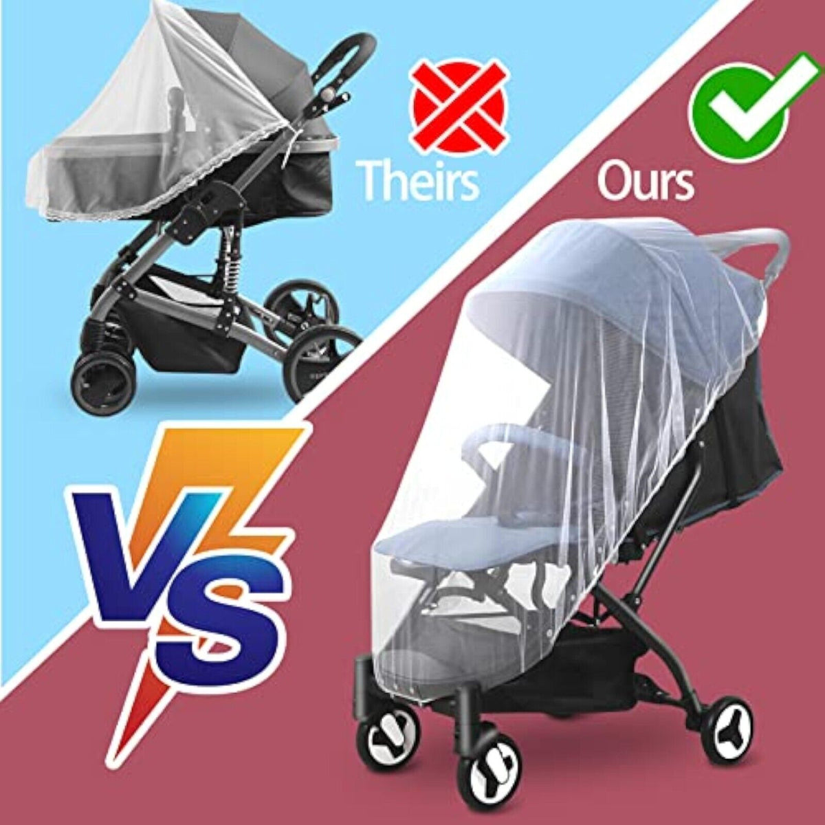 2x Universal Moskitonetz für Kinderwagen Buggy Insektenschutz Mückennetz Fliegen    X001qcae4v