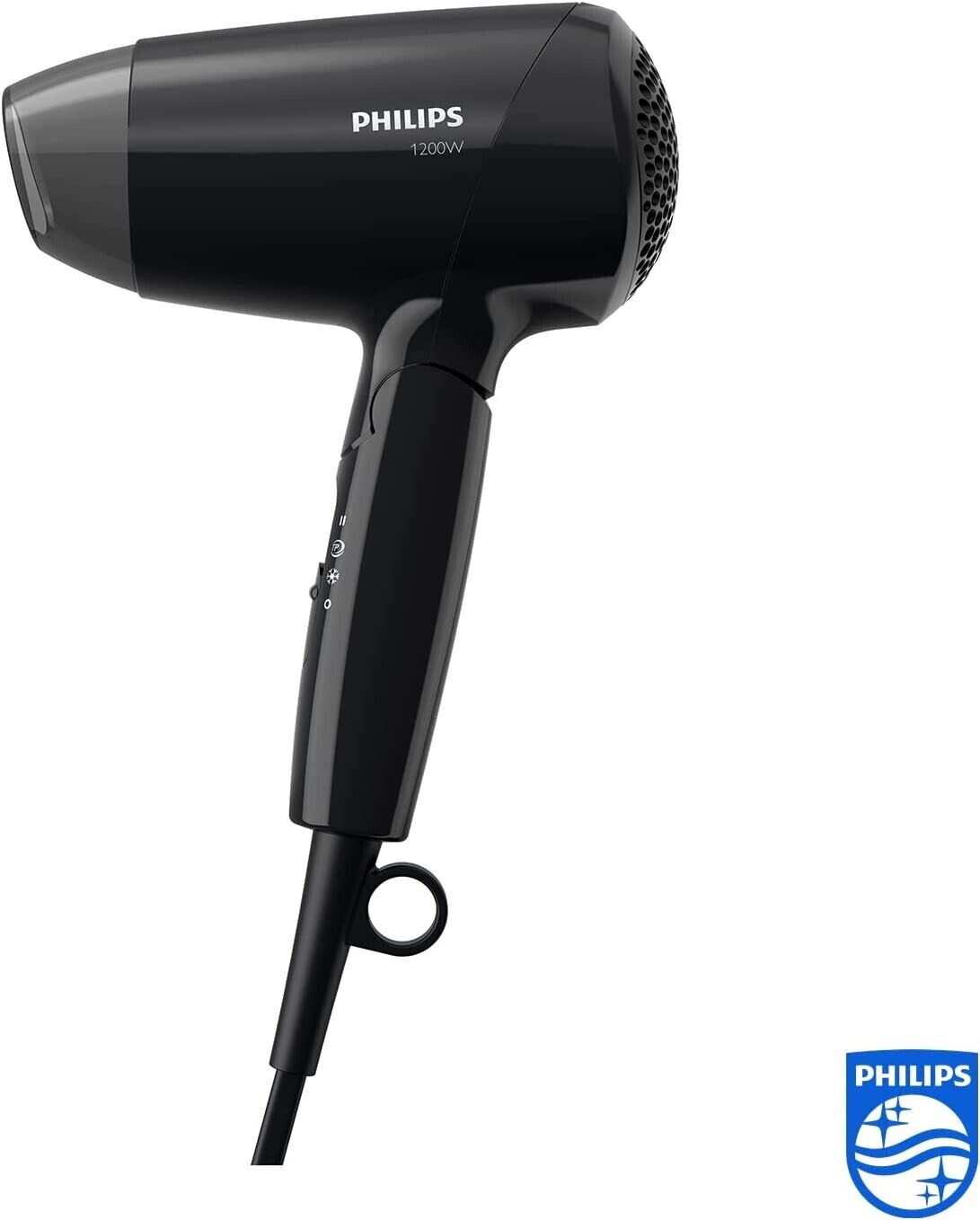 Philips BHC010/10 Haartrockner – 1200W Kompakter Reisefön mit Klappgriff, 3 Heizstufen & Kaltluftfunktion – Schwarz