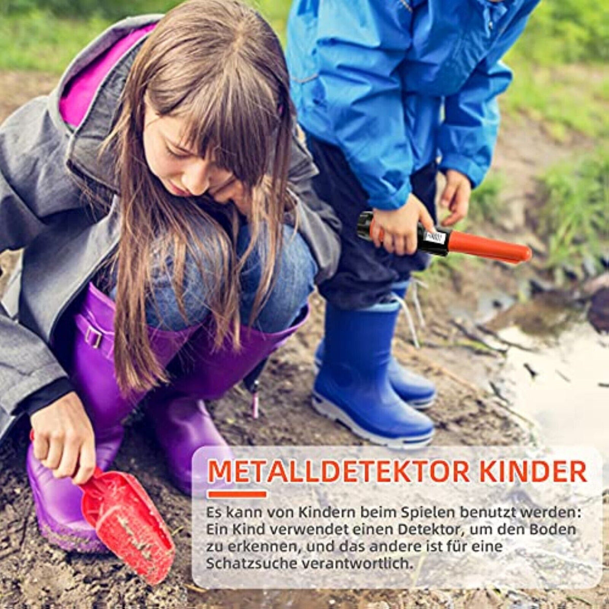 Tragbar Metalldetektor mit 100% wasserdichte Tasche，Wasserdicht Gold Silber M