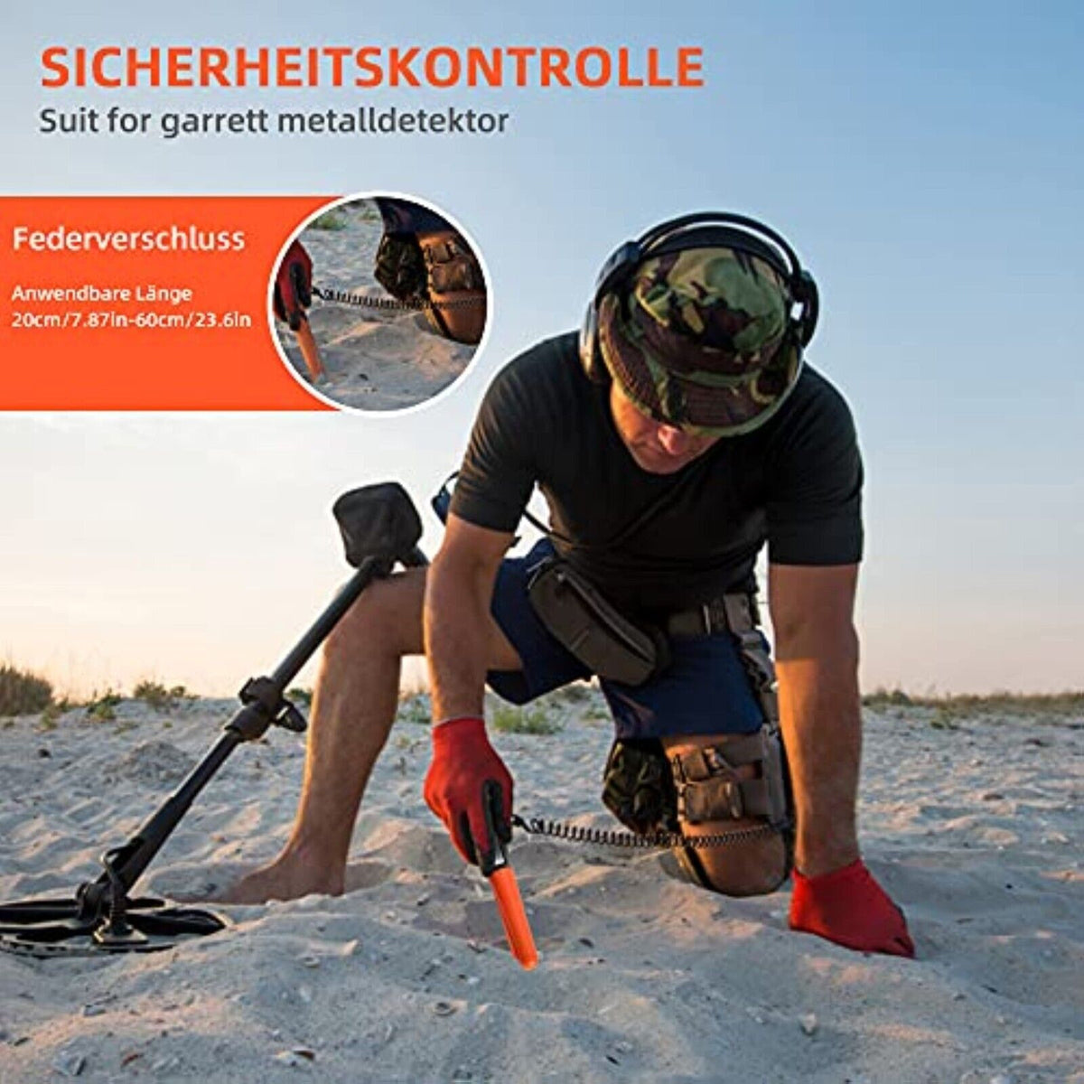 Tragbar Metalldetektor mit 100% wasserdichte Tasche，Wasserdicht Gold Silber M