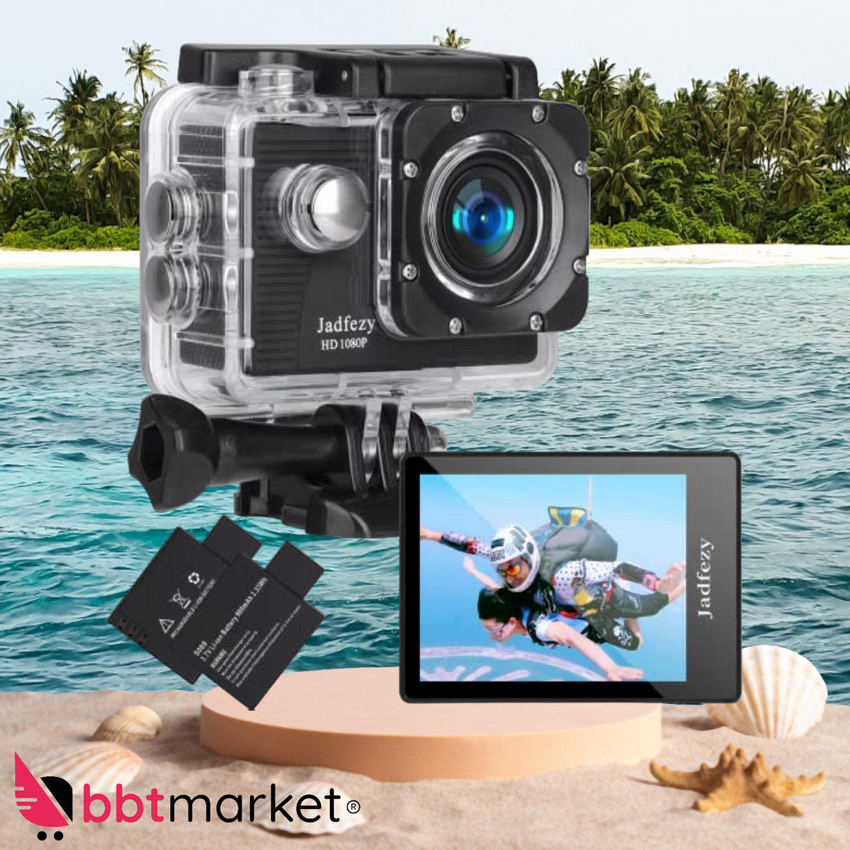 Action Cam 1080P/12MP Unterwasserkamera Sport Kamaras 30M Wasserdichtes 140Grad