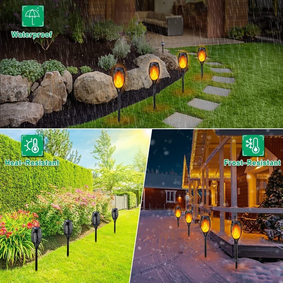 Solar Fackeln 6 Stück Garten – LED Solarleuchten flackernd für Außen