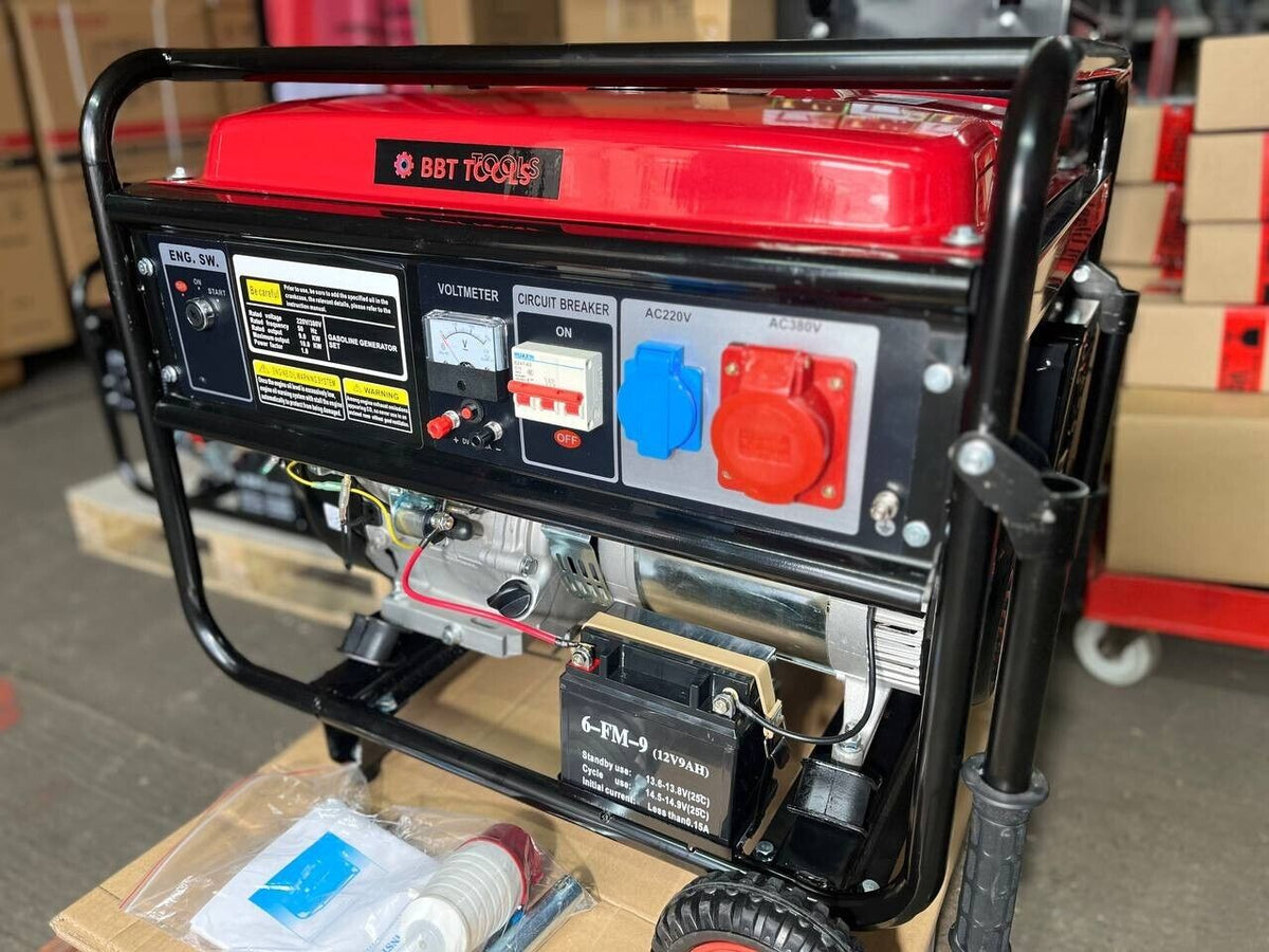 Benzin Stromerzeuger 9 kW – 380V Dreiphasen Notstromaggregat, langlebig & leistungsstark