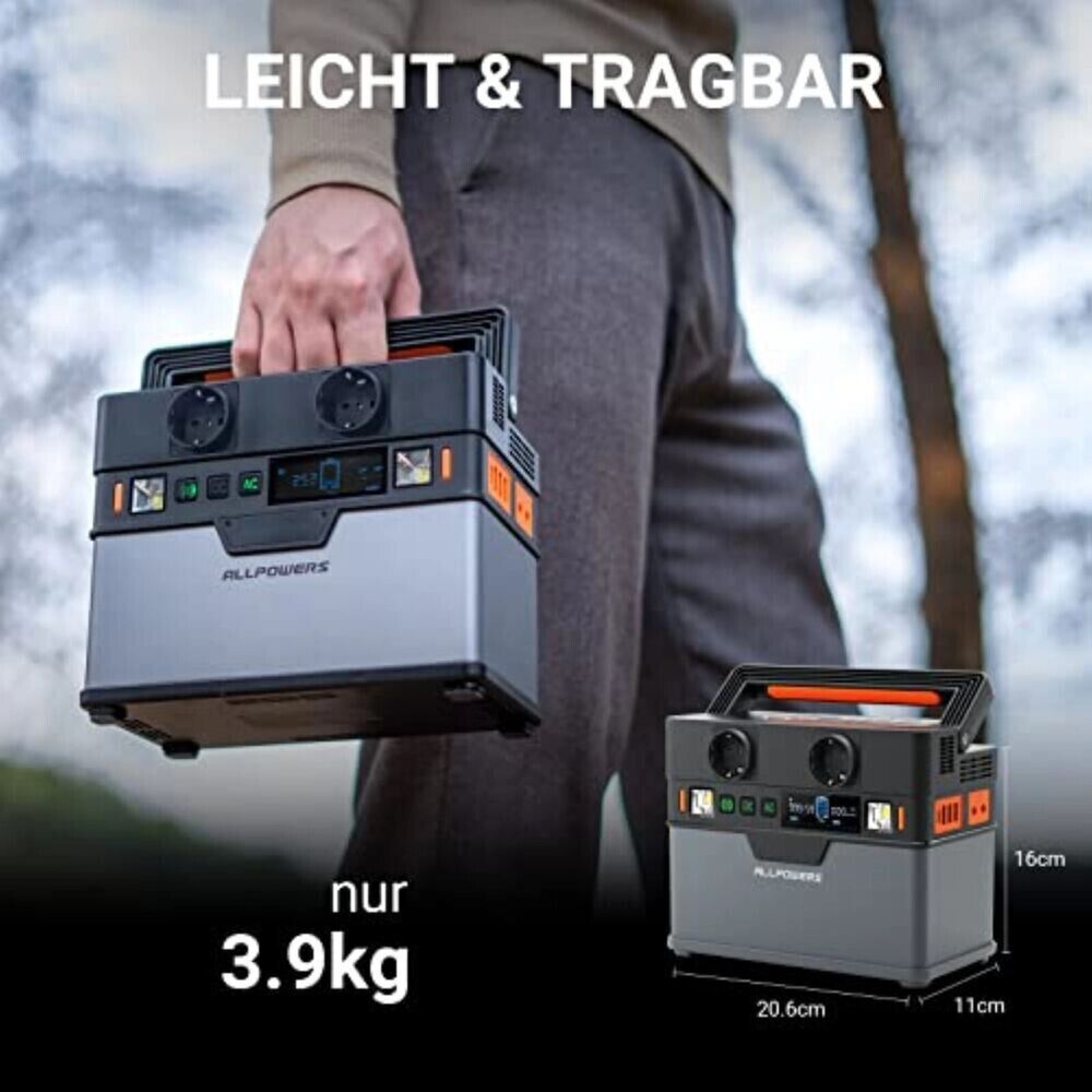 Tragbar Powerstation Solar Powerbank 78000mAh 300W mit AC/USB-Ausgang ALLPOWERS
