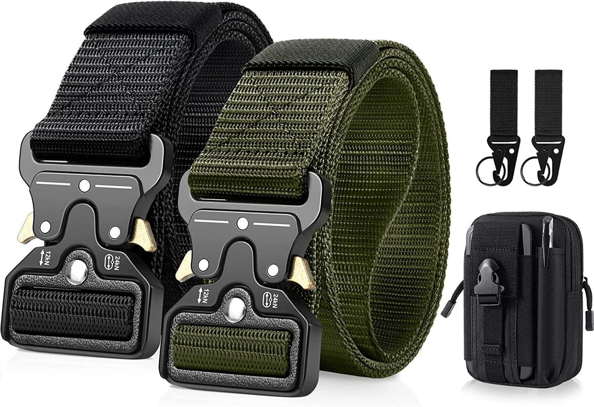 2x Taktischer Nylongürtel Arbeitsgürtel Militär Gürtel Herren Outdoor Schwarz DE