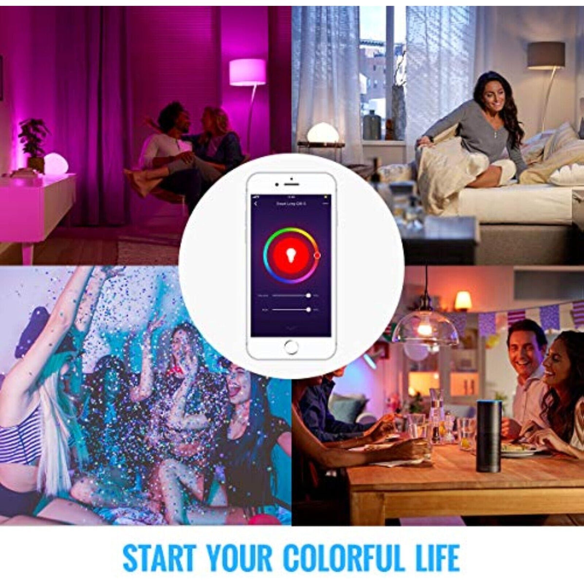 2 Stück x WLAN LED-Lampe E27 9W Birne Dimmbar App-Steuerung für Alexa Google