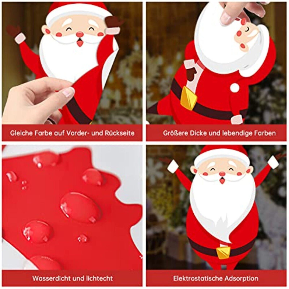 Weihnachten Fensterbilder – 130-teilige selbsthaftende Fenstersticker, Doppelseitig Bedruckt, 9 Bögen, Hohe Auflösung, PVC