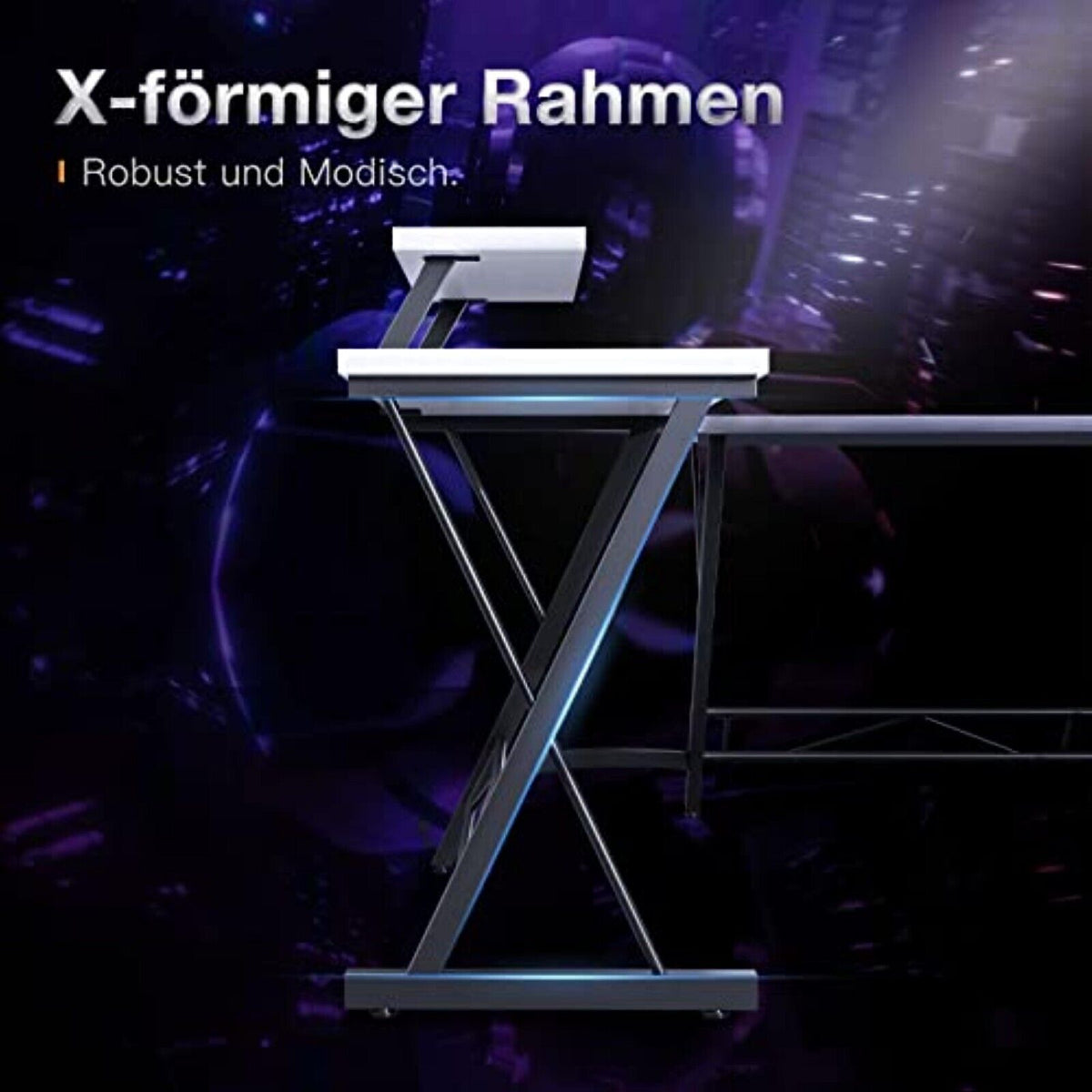 Gaming Tisch 127x127cm Gaming Schreibtisch Gamer Computertisch Ergonomischer PC V