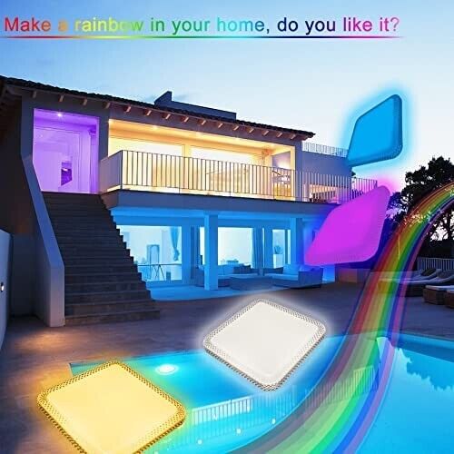 RGB LED Deckenleuchte Sternenhimmel Dimmbar mit Fernbedienung – Deckenlampe für Wohnzimmer, Schlafzimmer, Kinderzimmer und Flur