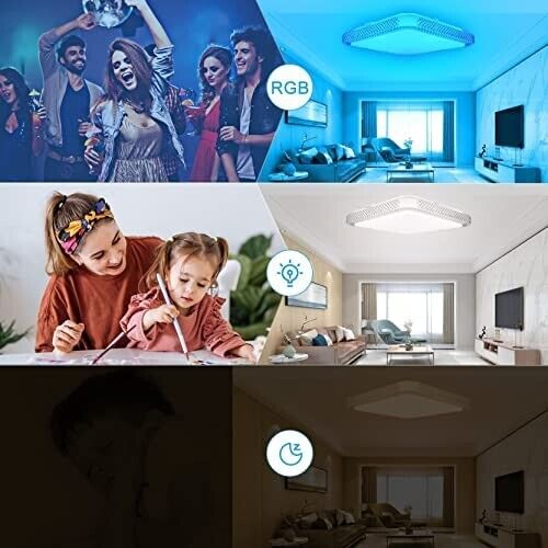 RGB LED Deckenleuchte Sternenhimmel Dimmbar mit Fernbedienung – Deckenlampe für Wohnzimmer, Schlafzimmer, Kinderzimmer und Flur