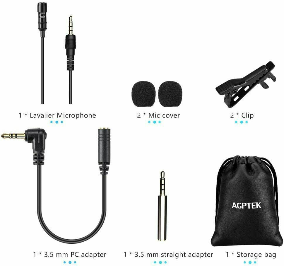 Lavalier Mikrofon 2M Mini Omnidirectional Kondensator Lapel Mic für Handy & PC