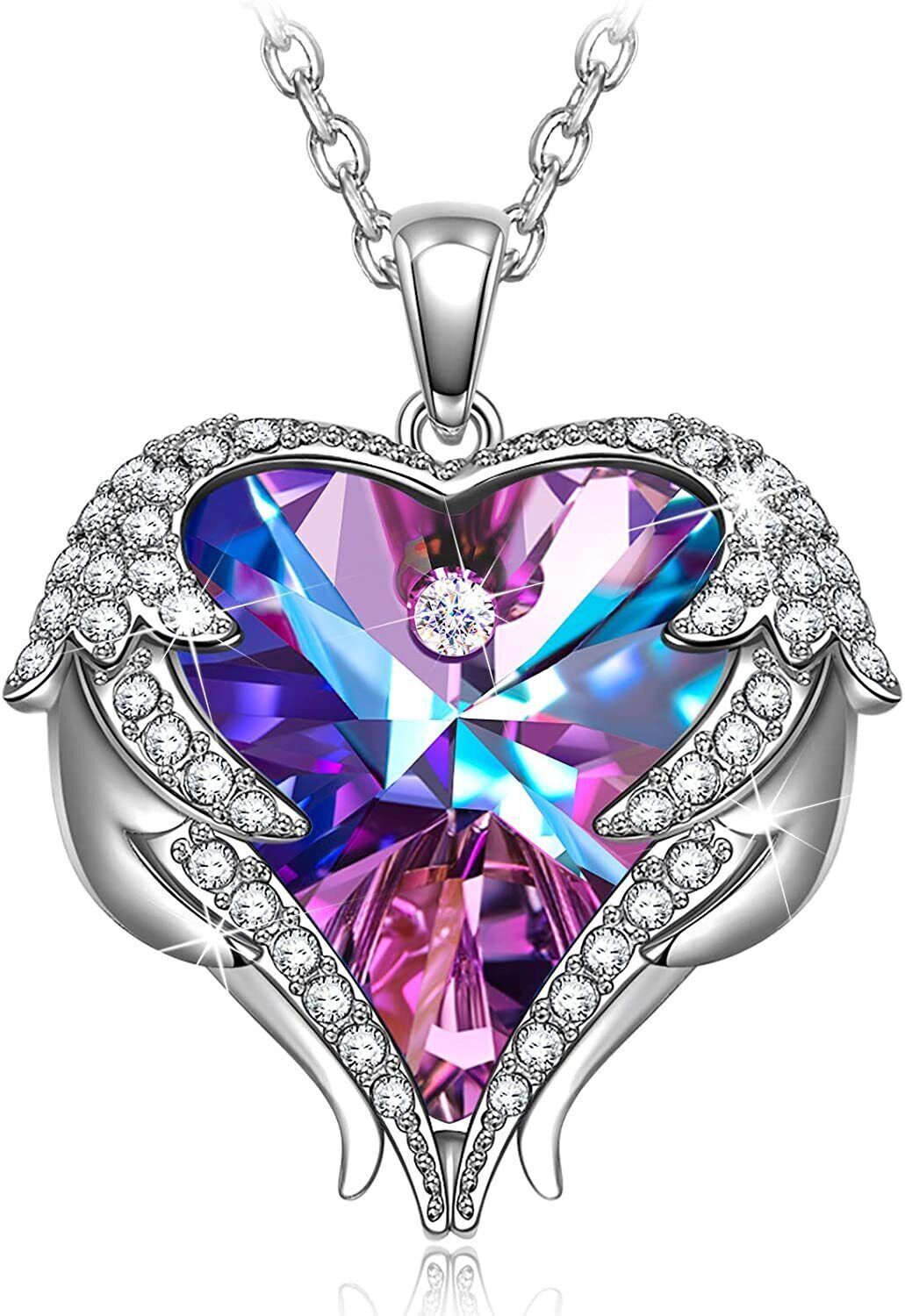 Damen Halskette Herz Anhänger Frauen Schmuck Kette verstellbar Schutzengel Mama