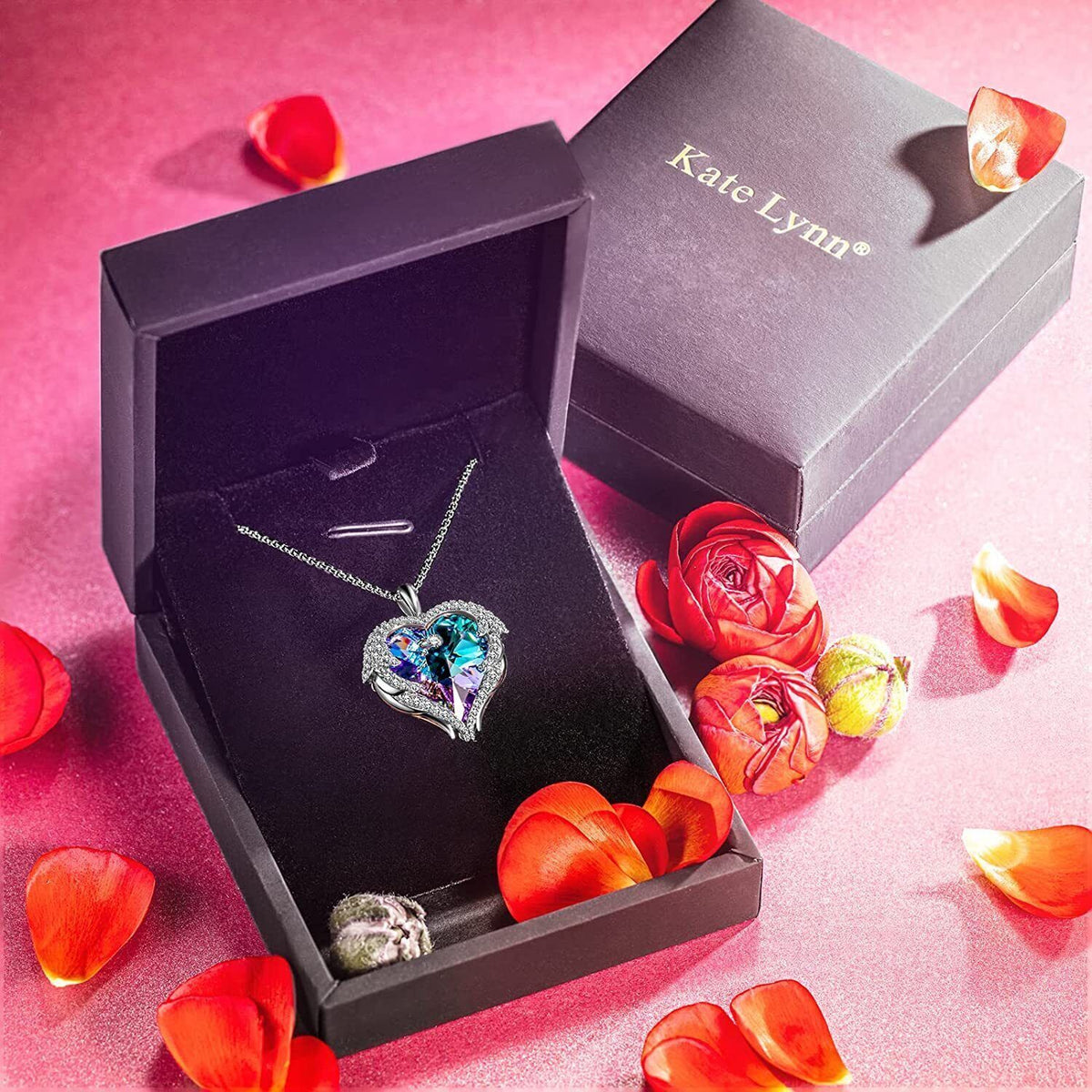 Damen Halskette Herz Anhänger Frauen Schmuck Kette verstellbar Schutzengel Mama