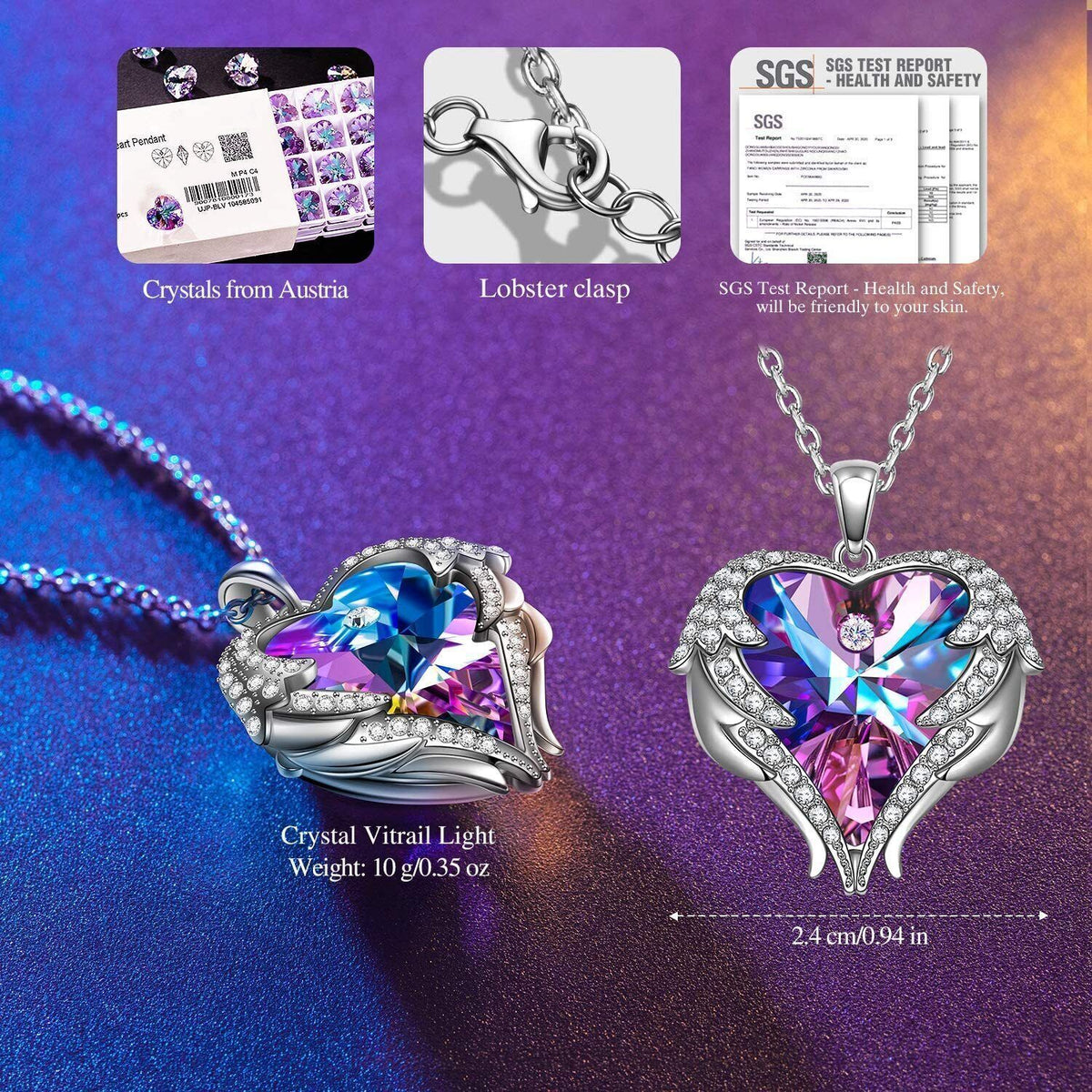 Damen Halskette Herz Anhänger Frauen Schmuck Kette verstellbar Schutzengel Mama