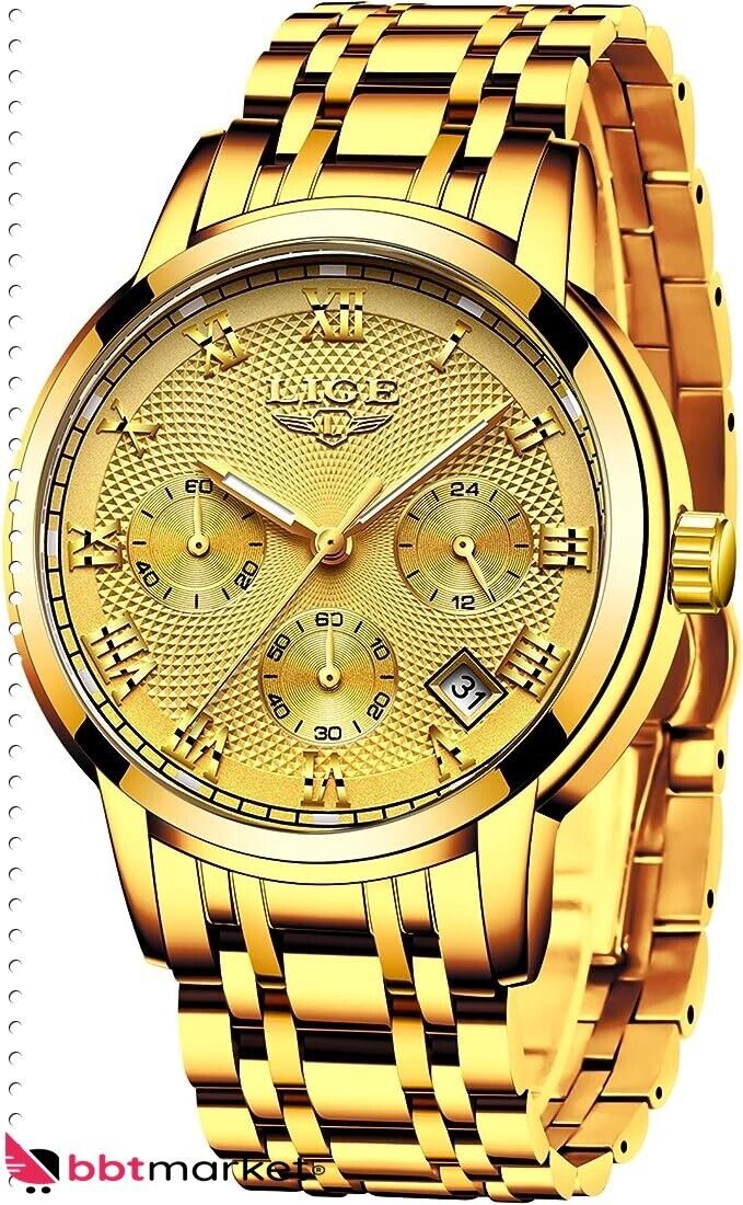 Herren Uhren Sport Wasserdicht Edelstahl  Analoger Quarz Chronograph Kalender