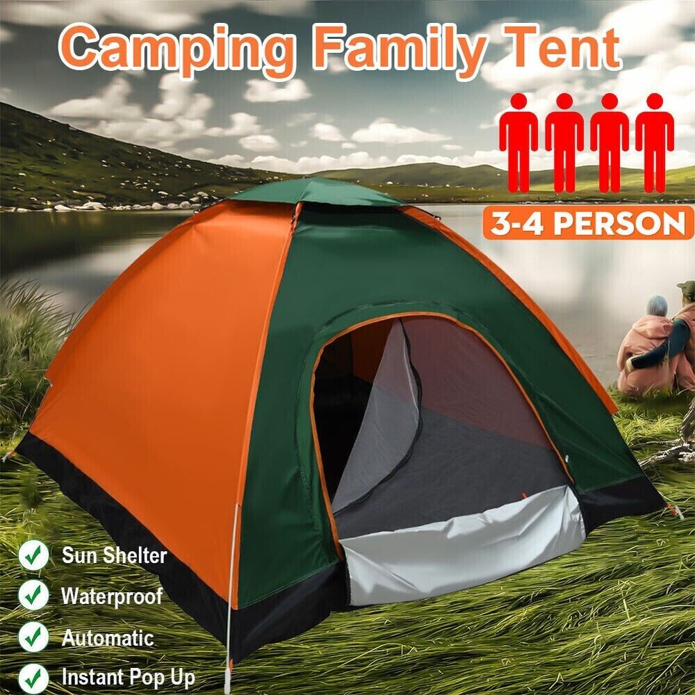 Camping Zelt 3-4 Personen Pop Up Kuppel Campingzelt,einfacher Aufbau Wurfzelt