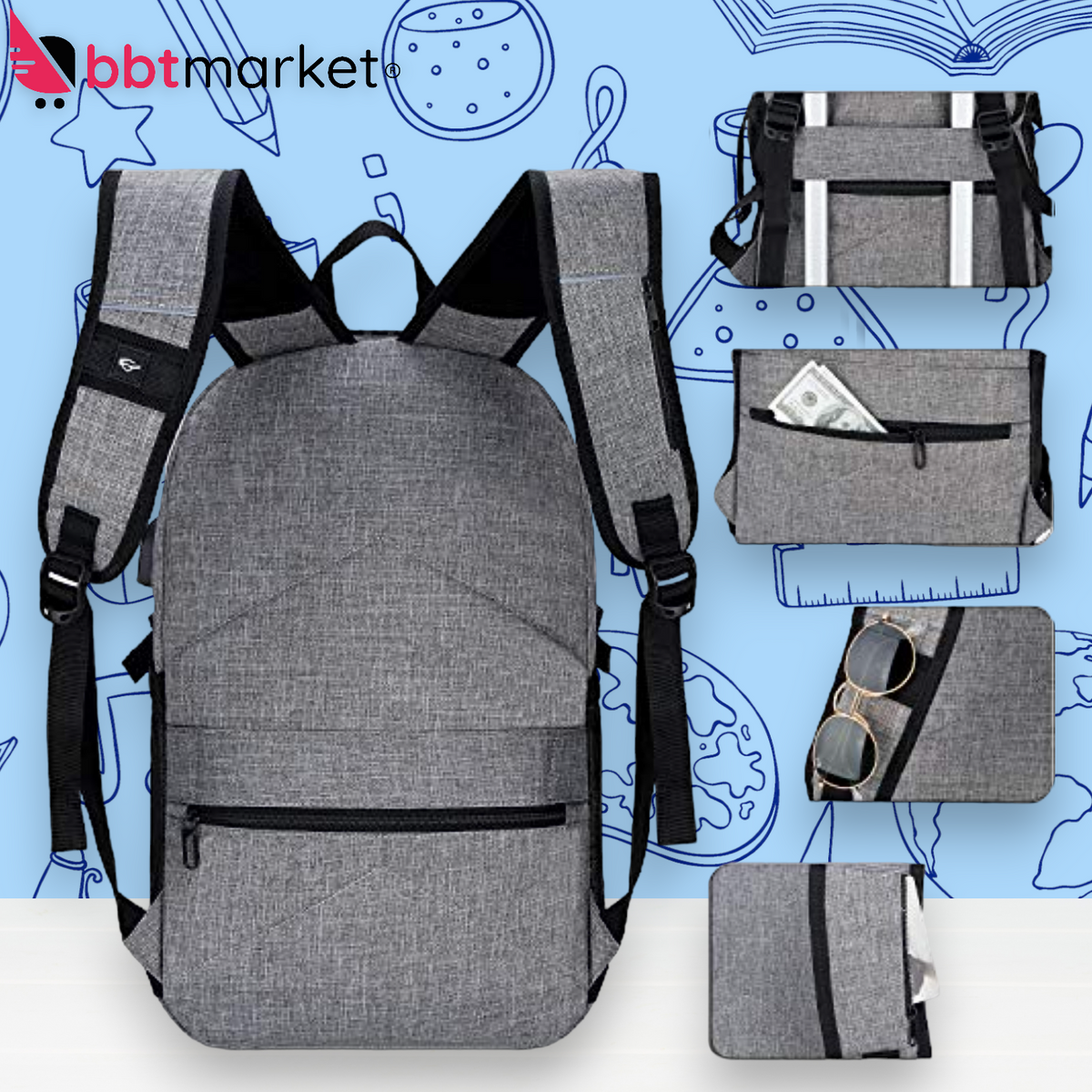 Herren Damen Laptop Rucksack Wasserdicht Arbeit Schulrucksack Diebstahlsicherer