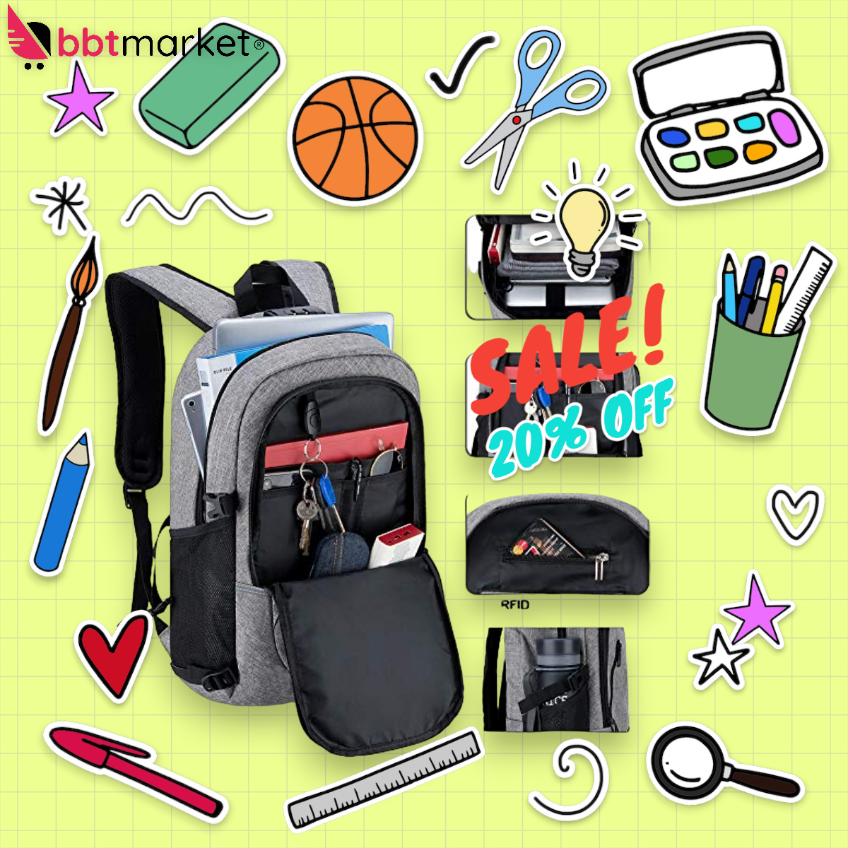 Herren Damen Laptop Rucksack Wasserdicht Arbeit Schulrucksack Diebstahlsicherer