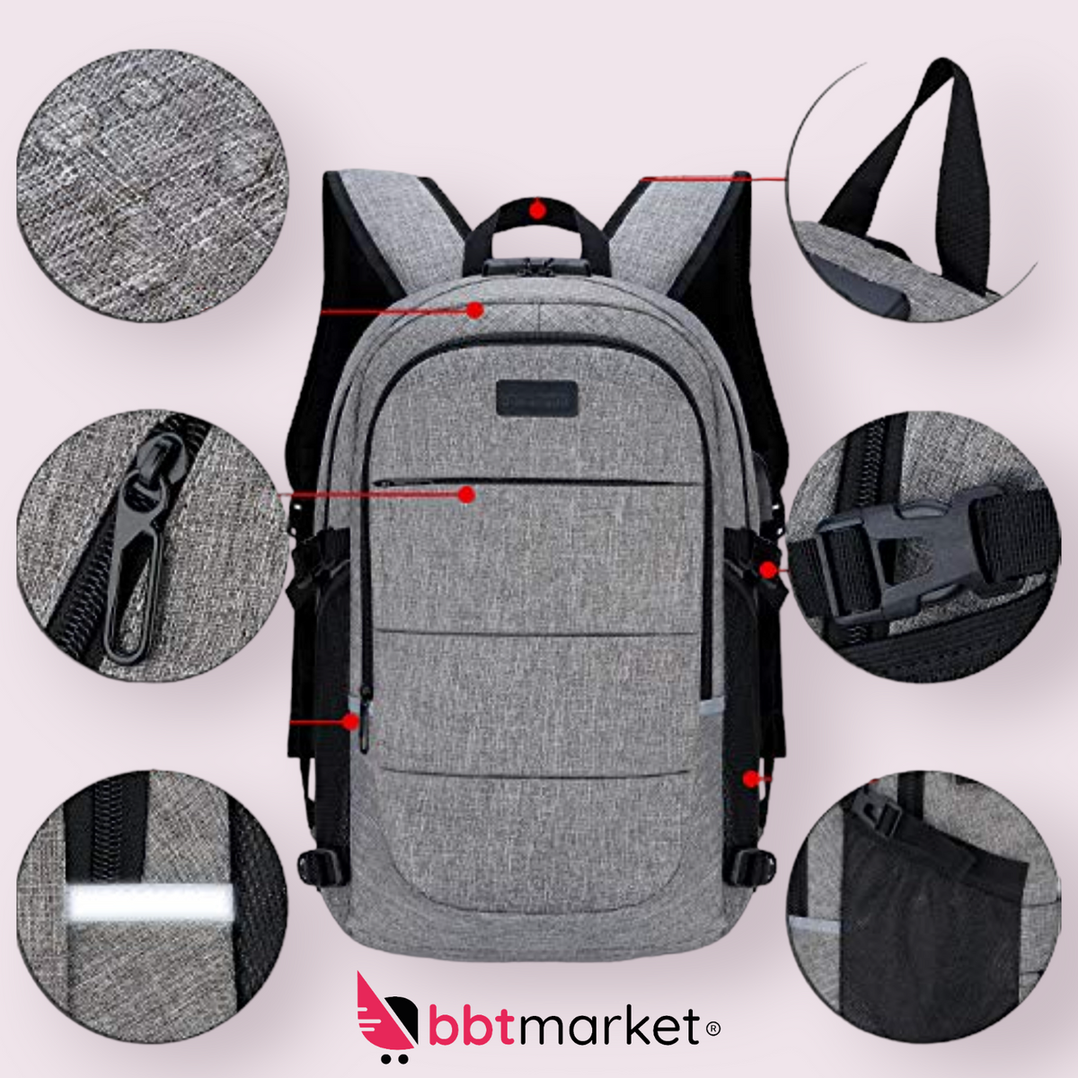 Herren Damen Laptop Rucksack Wasserdicht Arbeit Schulrucksack Diebstahlsicherer