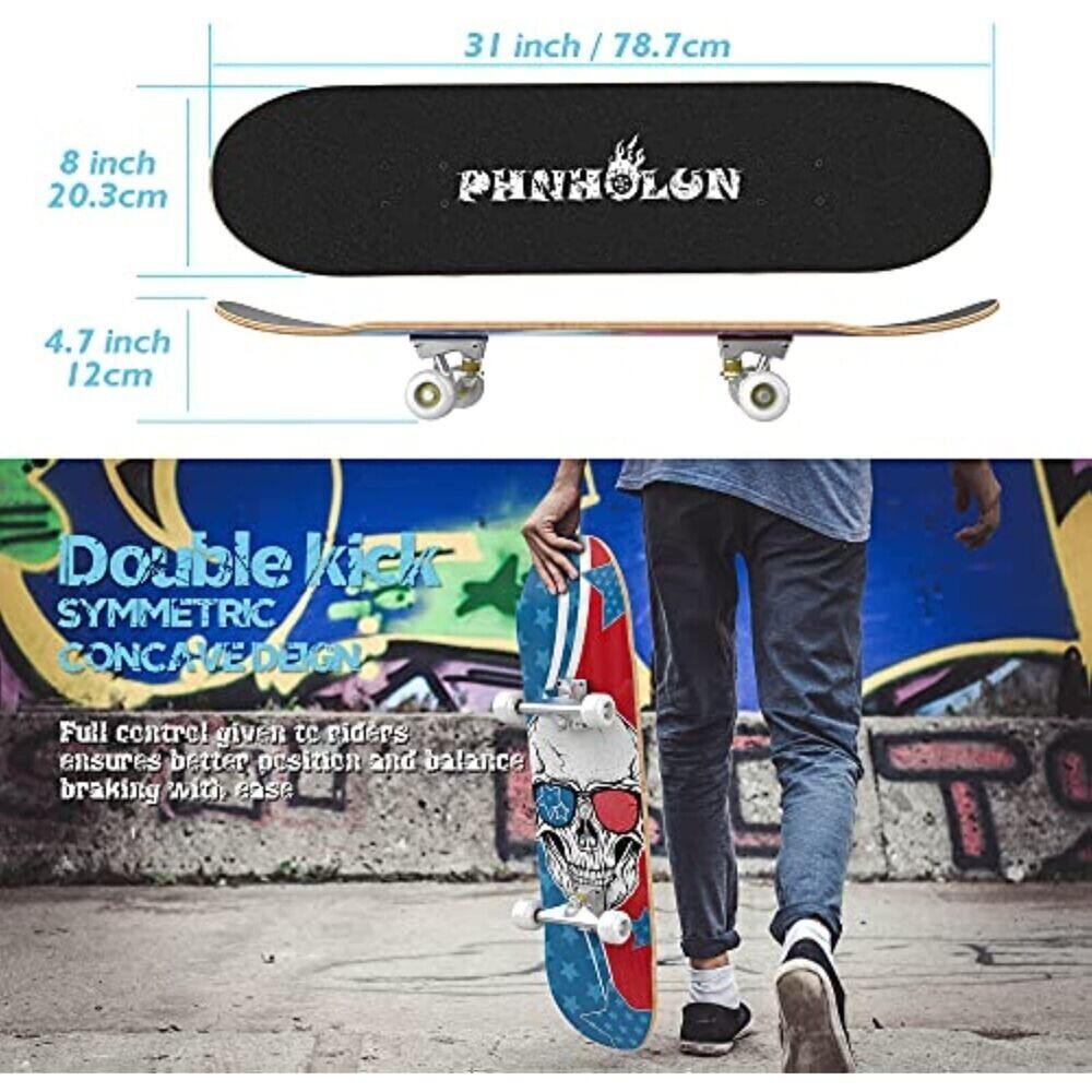 Skateboard Old School Wooden Board Kickboard Kids Wooden Deck Board Longboard New 
