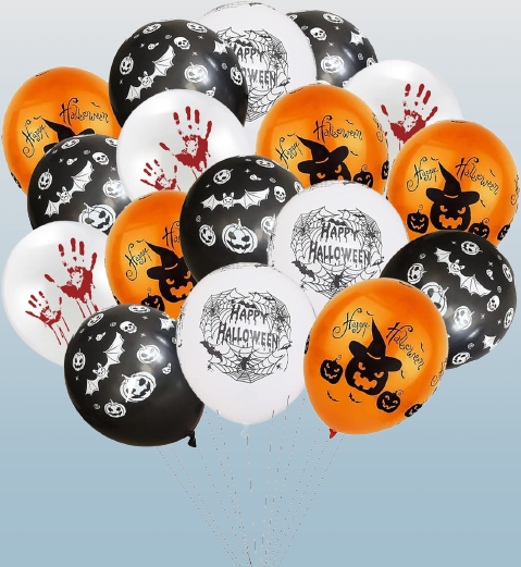 Halloween Luftballons Set 48 Stück – Latex Deko mit Kürbis, Geist & Totenkopf
