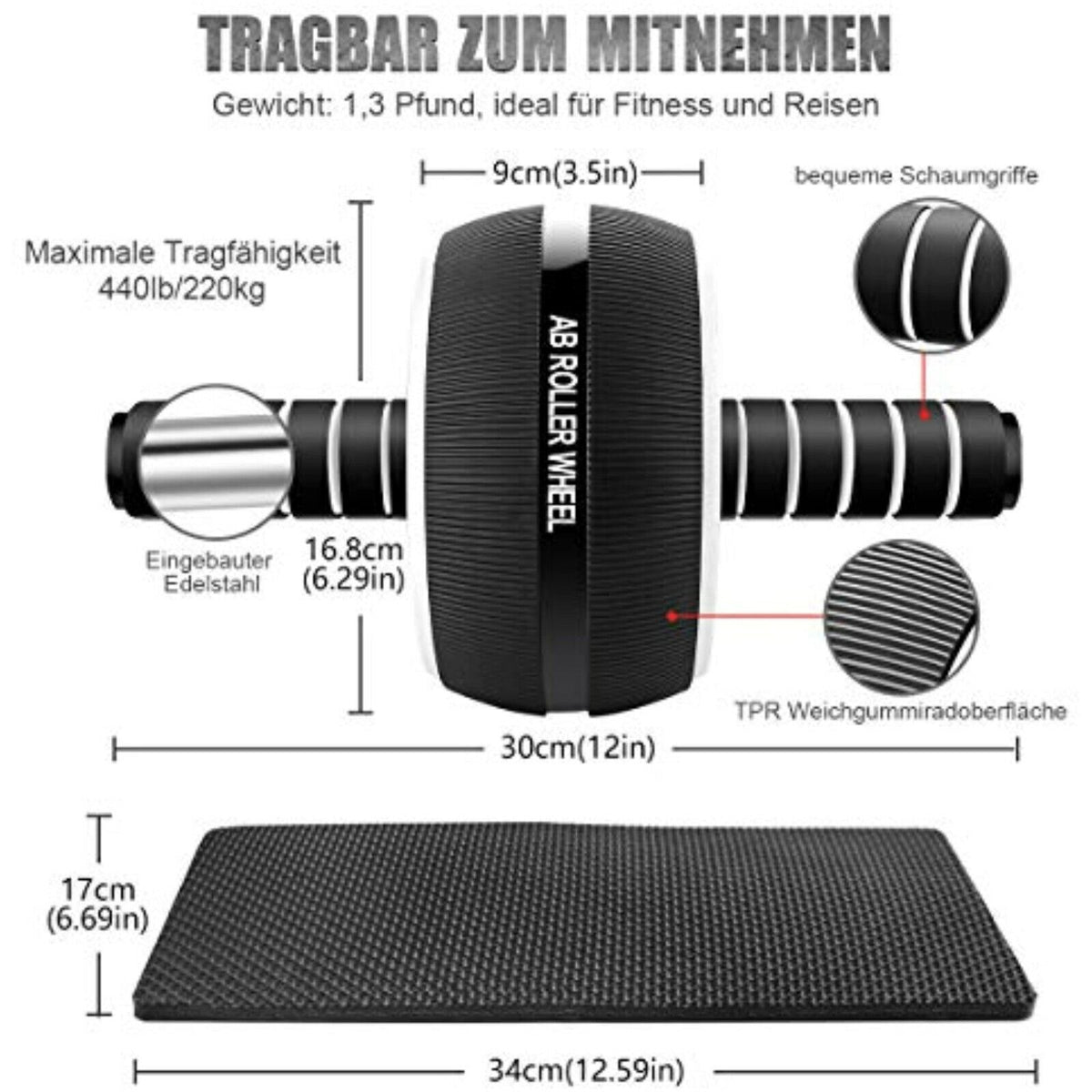 NEU Bauchmuskeltrainer Abdominal Bauchroller Bauchtrainer Springseil Bauchmuskel
