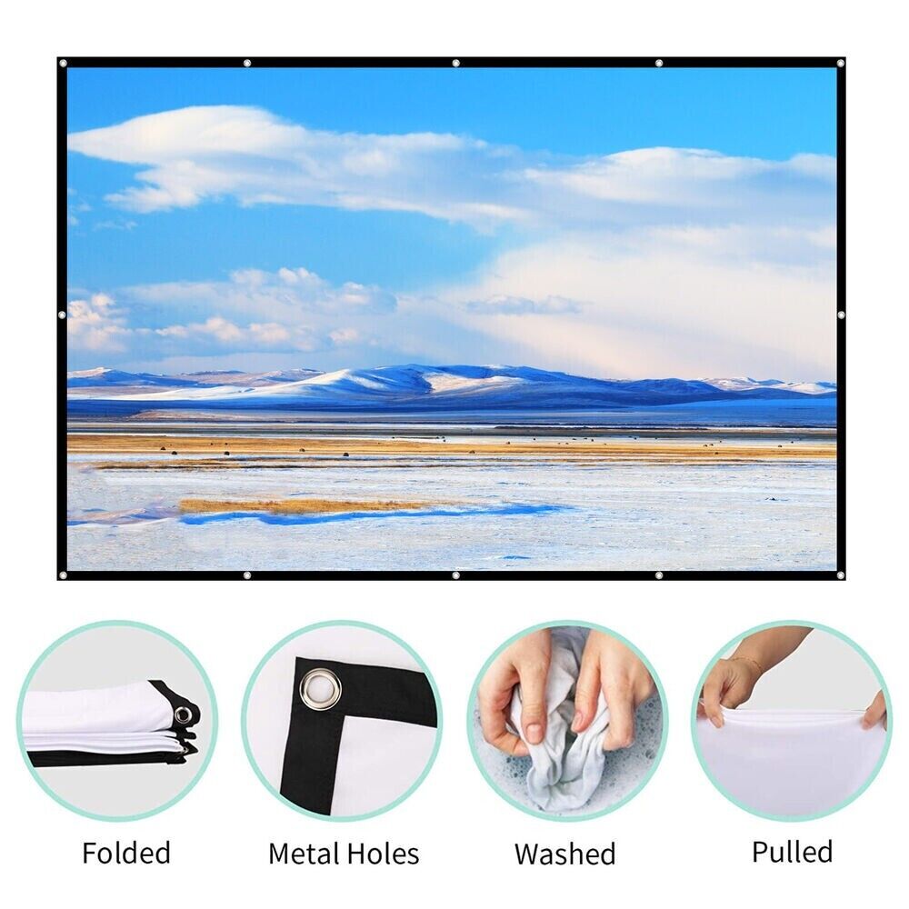 150 Zoll Beamer Leinwand 16:9 HD – Faltbare Projektor Leinwand für Heimkino, Gartenkino, Camping und Outdoor Projektion