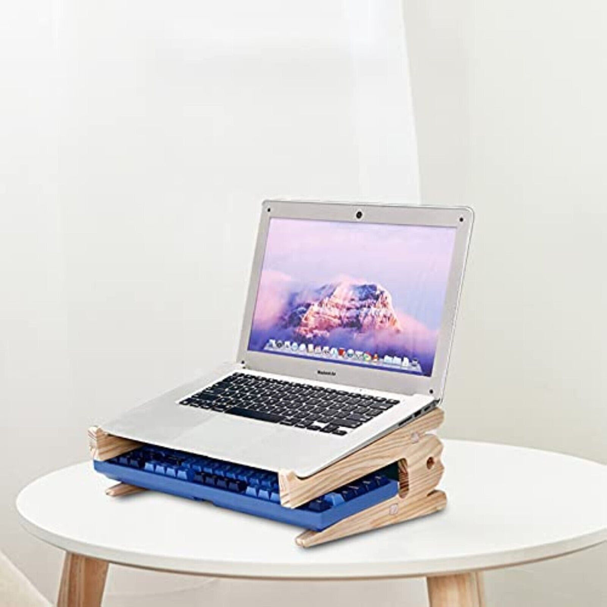 Holz Laptop Ständer – Ergonomischer Belüfteter Notebookhalter für MacBook, Lenovo & Dell