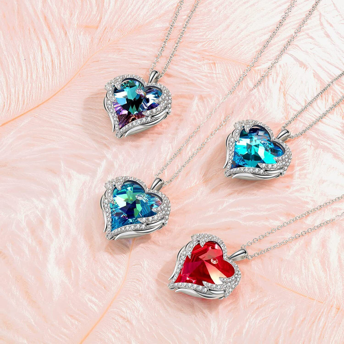 Damen Halskette Herz Anhänger Frauen Schmuck Kette verstellbar Schutzengel Mama
