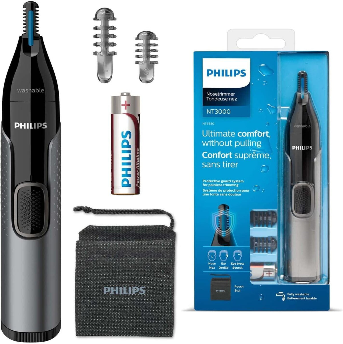 Nasenhaartrimmer Philips Abwaschbar 3000Schutzsystem Nose trimmer Ohrenhaar NEU