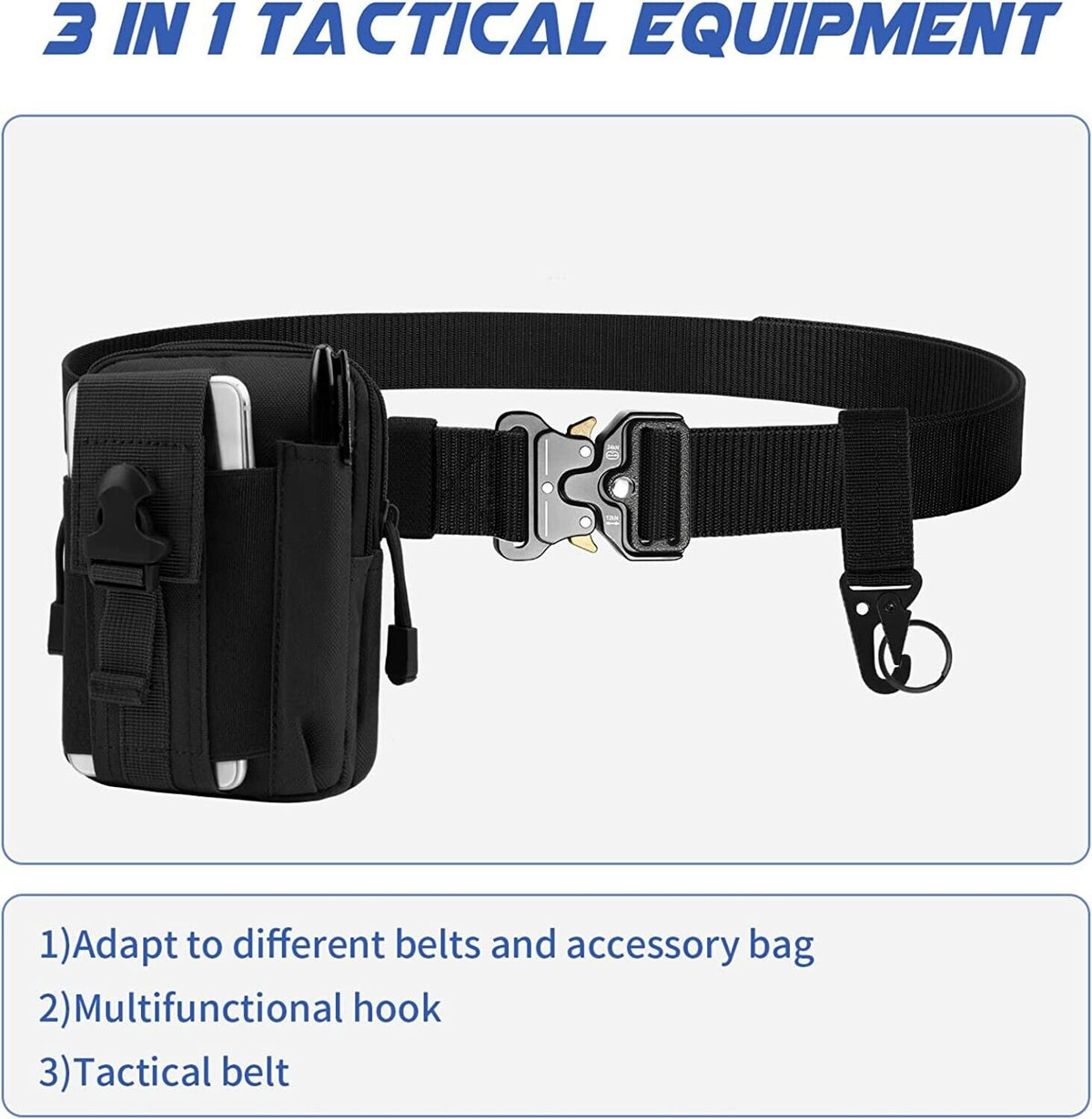 2x Taktischer Nylongürtel Arbeitsgürtel Militär Gürtel Herren Outdoor Schwarz DE