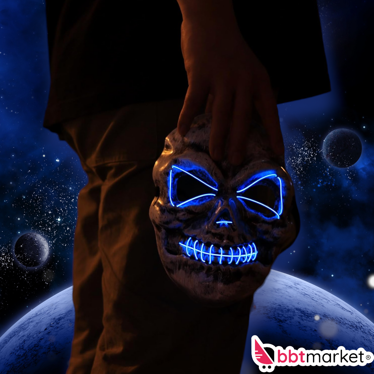 Halloween Purge Maske LED – Horror Leuchtmaske für Party, Karneval & Cosplay